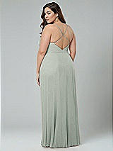 Alt View 2 Thumbnail - Willow Green Faux Wrap Criss Cross Back Maxi Dress with Adjustable Straps