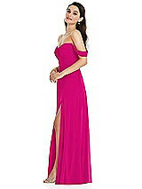 Side View Thumbnail - Think Pink Off-the-Shoulder Draped Sleeve Maxi Dress with Front Slit