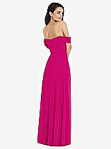 Rear View Thumbnail - Think Pink Off-the-Shoulder Draped Sleeve Maxi Dress with Front Slit