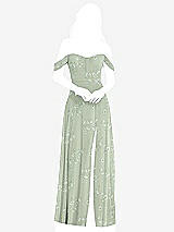 Front View Thumbnail - Vintage Primrose Sage Off-the-Shoulder Draped Sleeve Maxi Dress with Front Slit