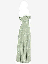 Rear View Thumbnail - Vintage Primrose Sage Off-the-Shoulder Draped Sleeve Maxi Dress with Front Slit