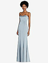 Side View Thumbnail - Mist Strapless Princess Line Lux Charmeuse Mermaid Gown
