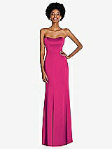 Front View Thumbnail - Think Pink Strapless Princess Line Lux Charmeuse Mermaid Gown