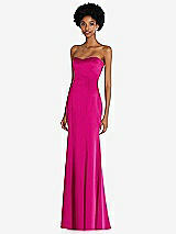 Side View Thumbnail - Think Pink Strapless Princess Line Lux Charmeuse Mermaid Gown