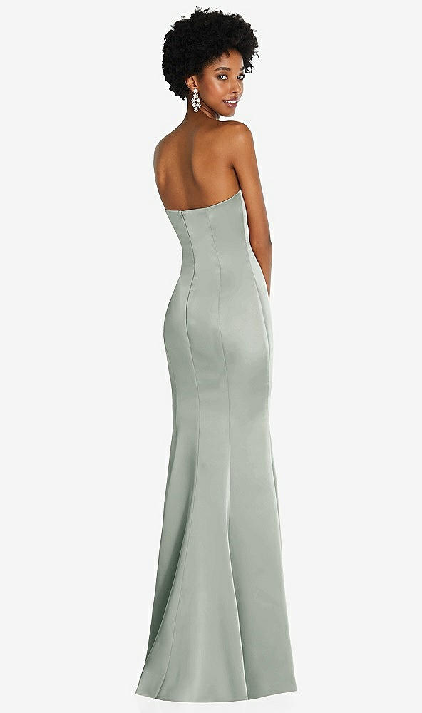 Back View - Willow Green Strapless Princess Line Lux Charmeuse Mermaid Gown