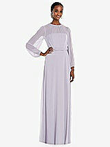 Front View Thumbnail - Moondance Strapless Chiffon Maxi Dress with Puff Sleeve Blouson Overlay 