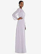 Side View Thumbnail - Moondance Strapless Chiffon Maxi Dress with Puff Sleeve Blouson Overlay 