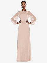 Alt View 1 Thumbnail - Cameo Strapless Chiffon Maxi Dress with Puff Sleeve Blouson Overlay 