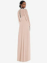 Rear View Thumbnail - Cameo Strapless Chiffon Maxi Dress with Puff Sleeve Blouson Overlay 