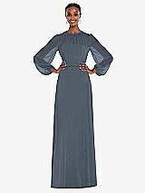 Alt View 1 Thumbnail - Silverstone Strapless Chiffon Maxi Dress with Puff Sleeve Blouson Overlay 