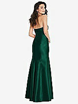 Rear View Thumbnail - Hunter Green Bow Cuff Strapless Princess Waist Trumpet Gown