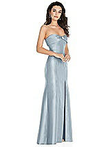 Side View Thumbnail - Mist Bow Cuff Strapless Princess Waist Trumpet Gown