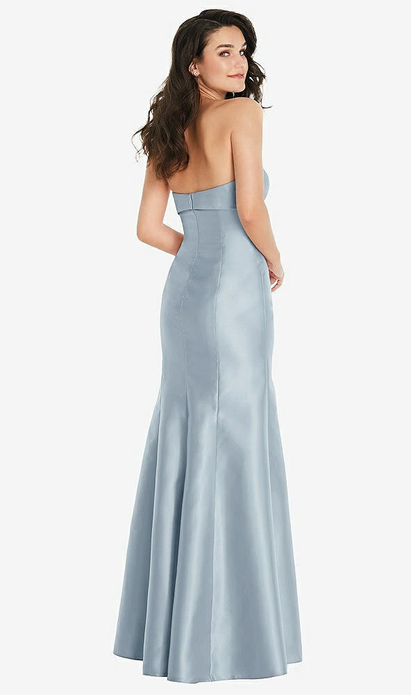 Back View - Mist Bow Cuff Strapless Princess Waist Trumpet Gown