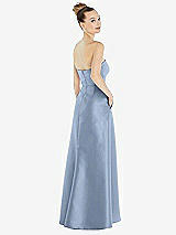 Alt View 3 Thumbnail - Cloudy Strapless Satin Gown with Draped Front Slit and Pockets