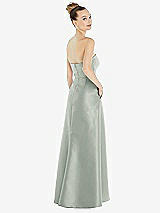 Alt View 3 Thumbnail - Willow Green Strapless Satin Gown with Draped Front Slit and Pockets