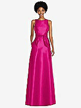 Front View Thumbnail - Think Pink Jewel-Neck V-Back Maxi Dress with Mini Sash