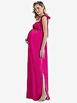 Side View Thumbnail - Think Pink Flat Tie-Shoulder Empire Waist Maternity Dress