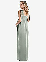 Rear View Thumbnail - Willow Green Flat Tie-Shoulder Empire Waist Maternity Dress