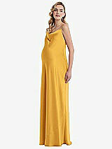Side View Thumbnail - NYC Yellow Cowl-Neck Tie-Strap Maternity Slip Dress