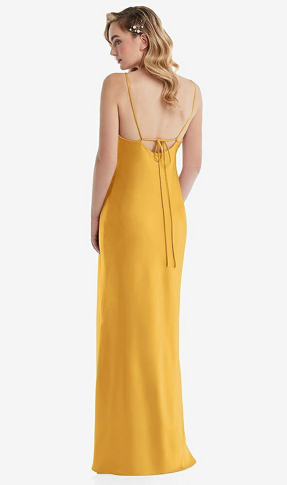 Back View - NYC Yellow Cowl-Neck Tie-Strap Maternity Slip Dress