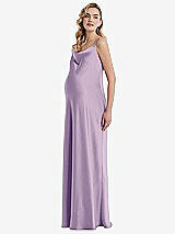 Side View Thumbnail - Pale Purple Cowl-Neck Tie-Strap Maternity Slip Dress