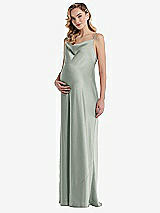 Front View Thumbnail - Willow Green Cowl-Neck Tie-Strap Maternity Slip Dress