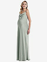 Side View Thumbnail - Willow Green Cowl-Neck Tie-Strap Maternity Slip Dress