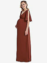 Side View Thumbnail - Auburn Moon Flutter Bell Sleeve Empire Maternity Dress