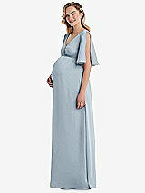 Side View Thumbnail - Mist Flutter Bell Sleeve Empire Maternity Dress