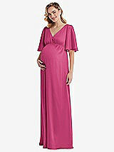 Front View Thumbnail - Tea Rose Flutter Bell Sleeve Empire Maternity Dress