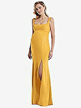Front View Thumbnail - NYC Yellow Wide Strap Square Neck Maternity Trumpet Gown