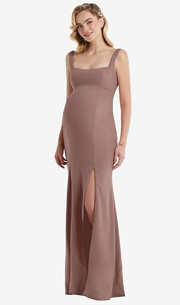 Front View - Sienna Wide Strap Square Neck Maternity Trumpet Gown