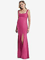 Front View Thumbnail - Tea Rose Wide Strap Square Neck Maternity Trumpet Gown