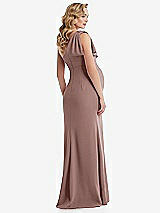 Rear View Thumbnail - Sienna One-Shoulder Ruffle Sleeve Maternity Trumpet Gown