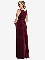 Rear View Thumbnail - Cabernet V-Neck Closed-Back Velvet Maternity Dress with Pockets