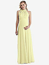 Front View Thumbnail - Butter Yellow Scarf Tie High Neck Halter Chiffon Maternity Dress