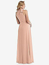 Rear View Thumbnail - Pale Peach Scarf Tie High Neck Halter Chiffon Maternity Dress