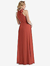 Rear View Thumbnail - Amber Sunset Scarf Tie High Neck Halter Chiffon Maternity Dress