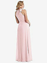 Rear View Thumbnail - Ballet Pink Scarf Tie High Neck Halter Chiffon Maternity Dress