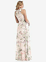 Rear View Thumbnail - Blush Garden Scarf Tie High Neck Halter Chiffon Maternity Dress