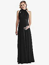 Front View Thumbnail - Black Scarf Tie High Neck Halter Chiffon Maternity Dress