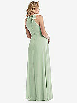 Rear View Thumbnail - Celadon Scarf Tie High Neck Halter Chiffon Maternity Dress