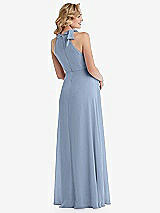 Rear View Thumbnail - Cloudy Scarf Tie High Neck Halter Chiffon Maternity Dress