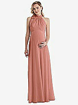 Front View Thumbnail - Desert Rose Scarf Tie High Neck Halter Chiffon Maternity Dress