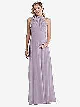 Front View Thumbnail - Lilac Haze Scarf Tie High Neck Halter Chiffon Maternity Dress