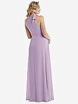 Rear View Thumbnail - Pale Purple Scarf Tie High Neck Halter Chiffon Maternity Dress