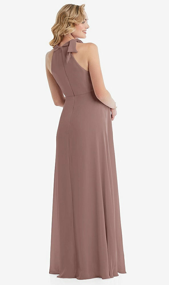 Back View - Sienna Scarf Tie High Neck Halter Chiffon Maternity Dress