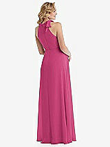 Rear View Thumbnail - Tea Rose Scarf Tie High Neck Halter Chiffon Maternity Dress