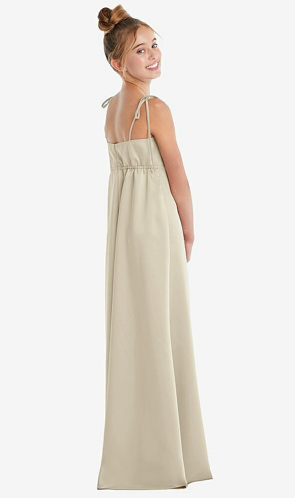 Back View - Champagne Tie Shoulder Empire Waist Junior Bridesmaid Dress