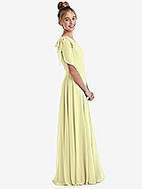 Side View Thumbnail - Butter Yellow One-Shoulder Scarf Bow Chiffon Junior Bridesmaid Dress